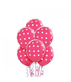 بادکنک 5 عددی صورتی طرح خالدار