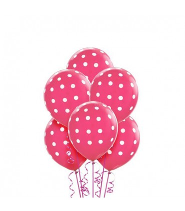 بادکنک 5 عددی صورتی طرح خالدار