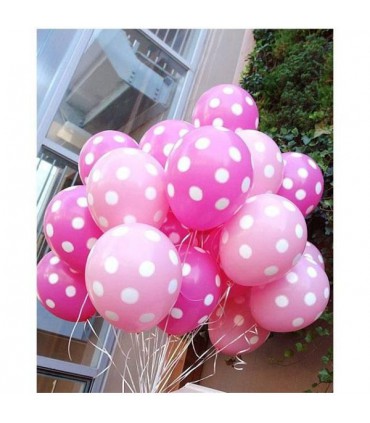 بادکنک 5 عددی صورتی طرح خالدار