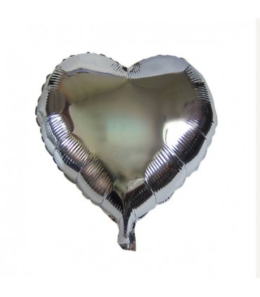 بادکنک فویلی قلبی نقره ای