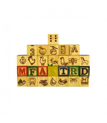 مکعب چوبی آموزش اعداد و حروف انگلیسی (کوچک)