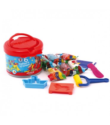 خمیر بازی سطلی - 6 رنگ