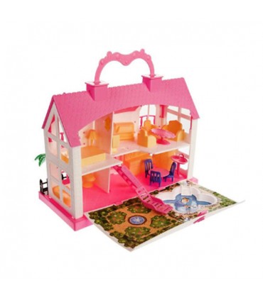 خرید خانه ی عروسکی ویلایی دو طبقه همراه با وسایل خانه