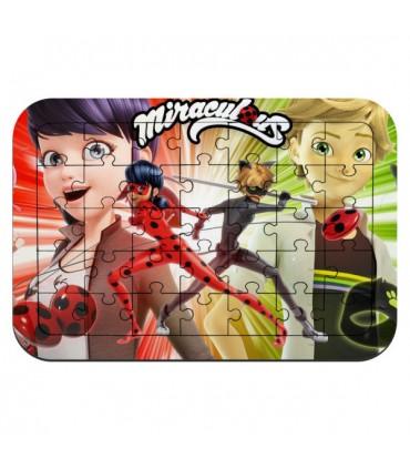 پازل 35 تکه دخترانه و پسرانه  -طرح دختر کفشدوزک و پسر گربه